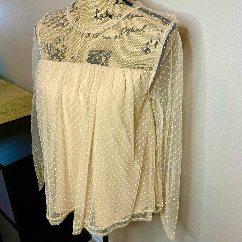 BANANA REPUBLIC : Ivory Tiered Tulle Top